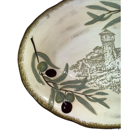 Celebration of First Press Vintage 18" Oval Olive Serving Platter by Clay Art - Picture 3 of 9